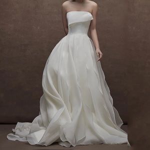White organza ball gown wedding dress